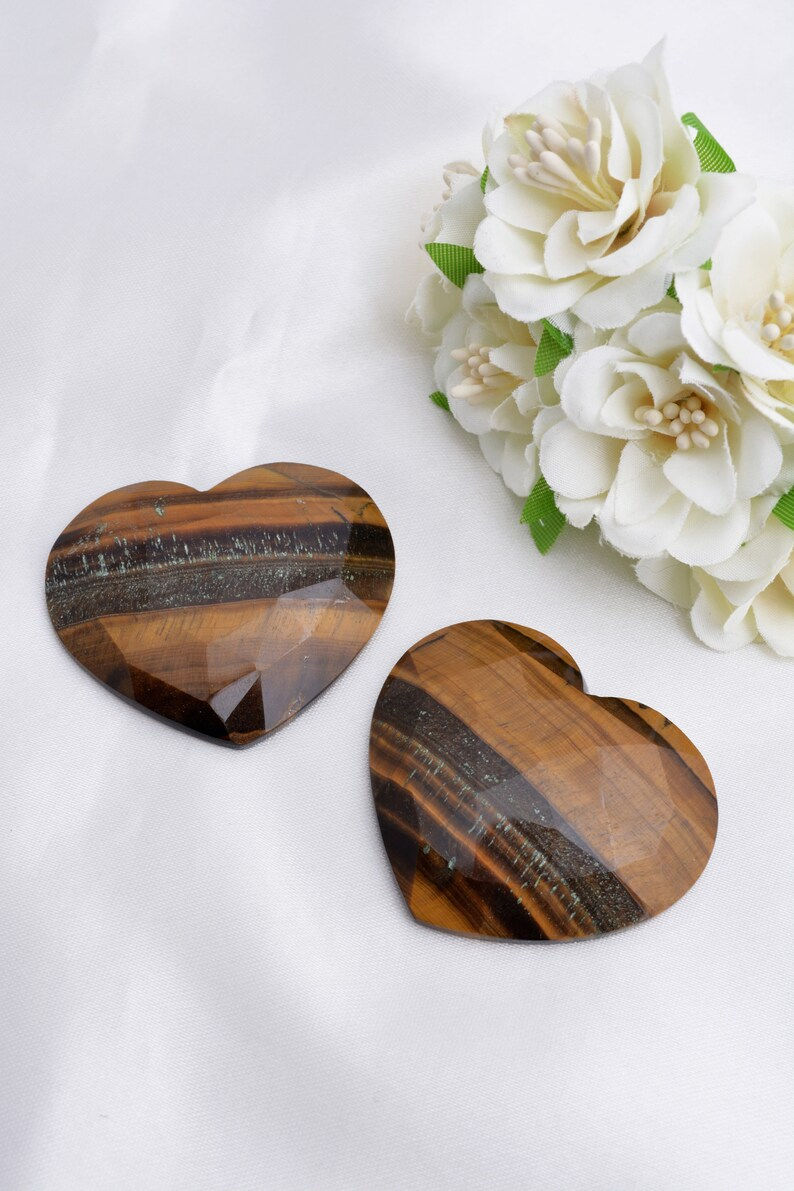 Miniatura: Tiger Eye Faceted Heart Natural Loose Gemstones