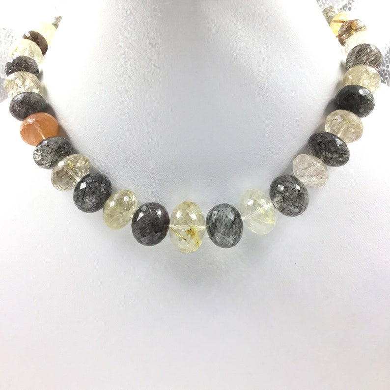 Miniaturbild: Natural Multi Rutile Faceted Ball Beads Gemstone Necklace