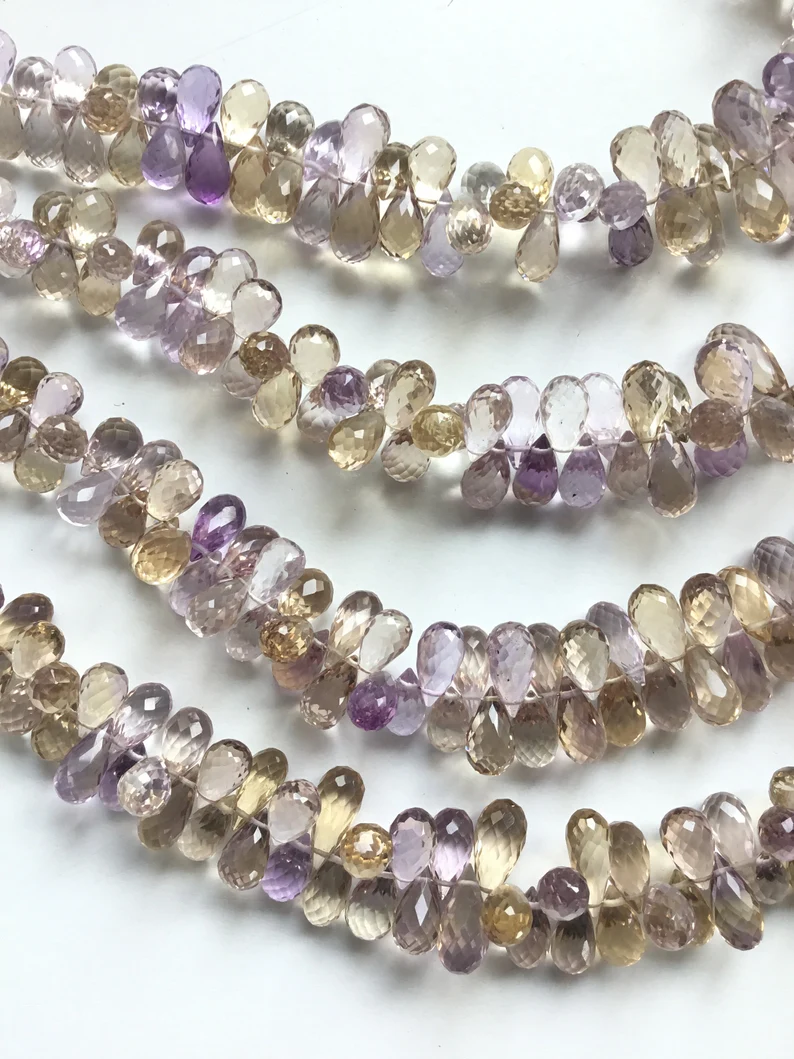 Miniatura: Ametrine Faceted Drops 1 Strand Natural Gemstone For Jewelry