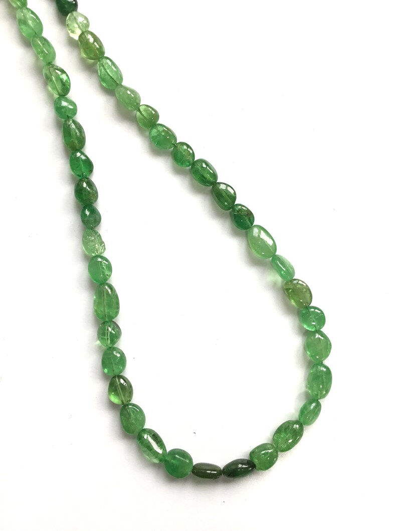 縮圖：Natural Tsavorite Smooth Tumble Beads Gemstone Necklace