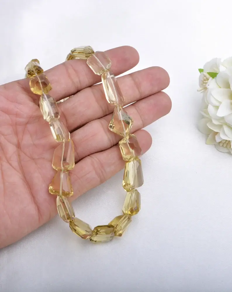 縮圖：Beer Quartz Faceted Tumble Beads l Natural Beer Quartz Tumbles Beads Jewelry