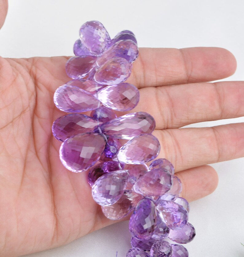 Miniatura: Natural Amethyst Faceted Drop Beads Gemstone For Jewelry