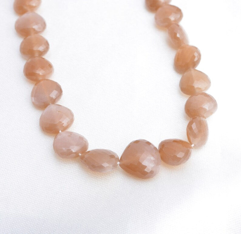 Thumbnail: Chocolate Moonstone Faceted Heart Drops Natural Gemstone Necklace