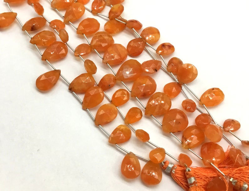 Thumbnail: Carnelian Pear Faceted Natural gemstone 8'' Top Quality Shape Carnelian Natural