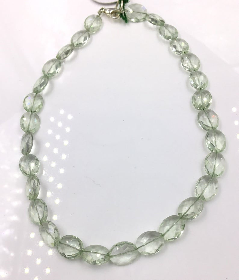 Green Amethyst Faceted oval Beads Fancy 53.10 Cts, Size = 8 TO 10 MM 29 Pieces