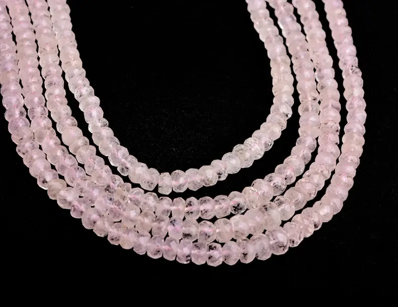 Миниатюра: Natural Morganite Beads | 4 to 5mm Morganite Faceted Rondelle Beads | 20 Inches