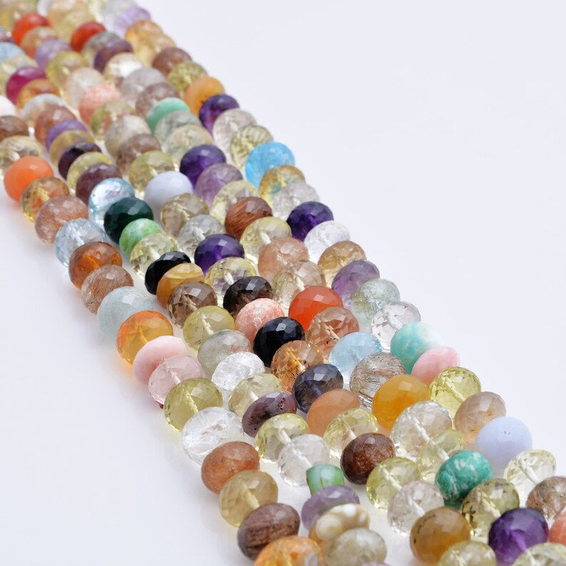 Miniatura: Mixed Gems Faceted Beads 9mm to 12mm Natural Gemstone For Jewelry