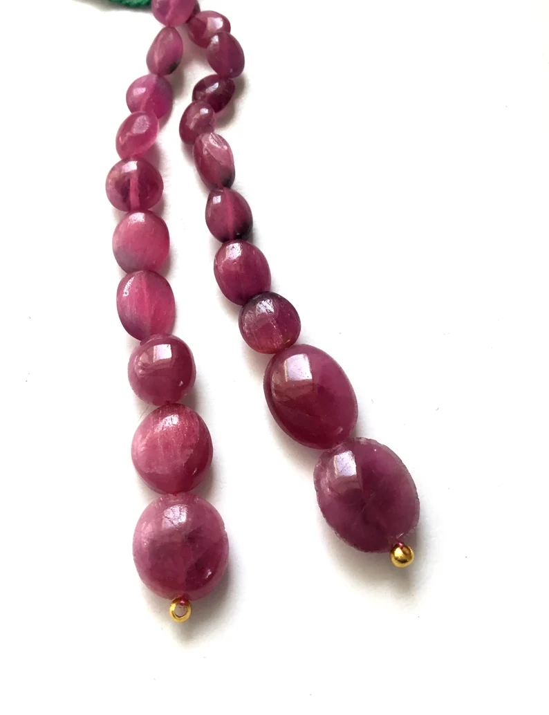 Miniatura: Pink Tourmaline Plain Tumbles Beads 2 Strands Natural Gemstone