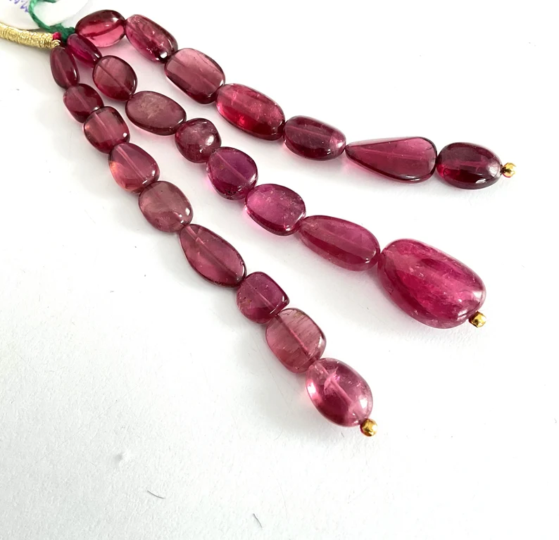Miniatura: Rubellite Smooth Tumbles Beads Natural Gemstone