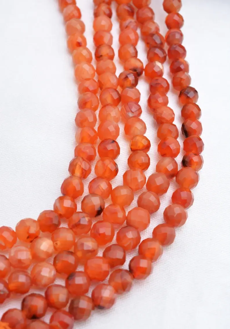 Miniatura: Carnelian Africa 6mm Faceted Balls Beads 1 Strand Natural Gemstone Beads