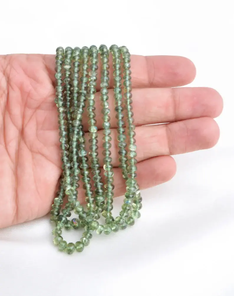 Miniatura: Green Apatite Faceted Beads Natural Gemstone Beads For Jewelry