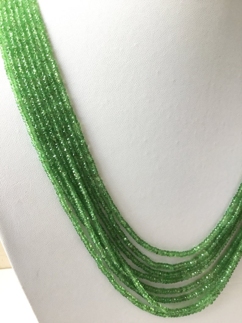Thumbnail: Tsavorite Faceted Beads 8 Strands Gemstone Necklace