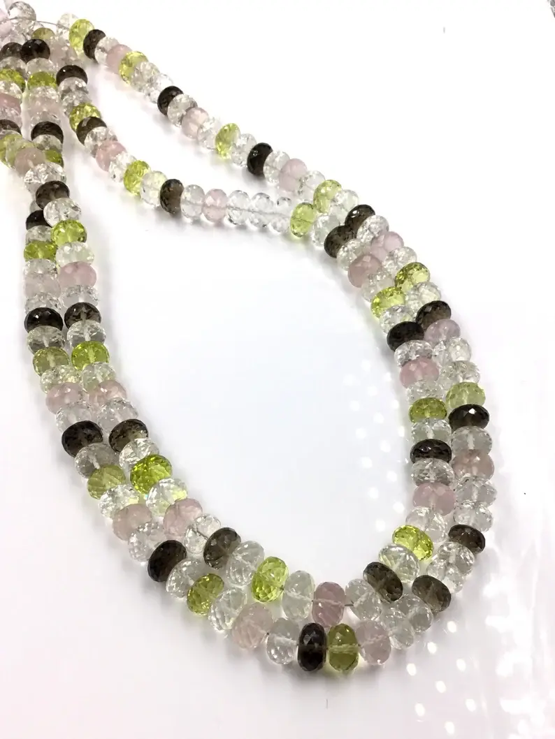 Miniaturbild: Natural Semi Multi Mixed Gems Faceted Beads Gemstone Necklace