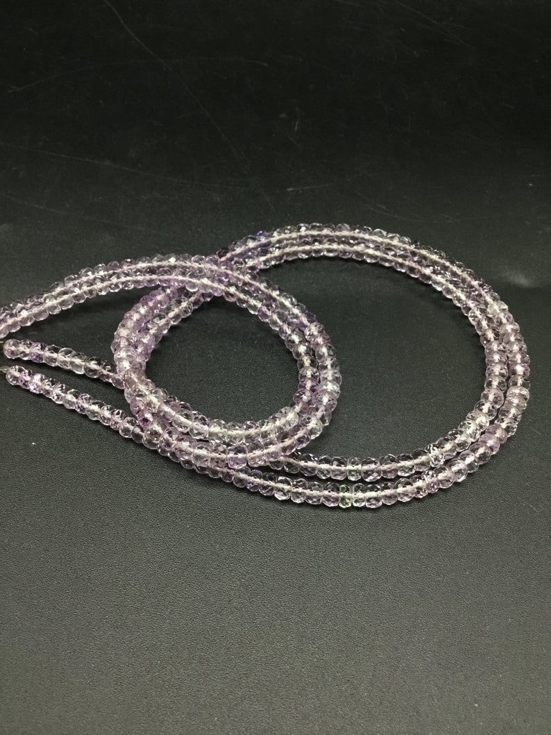 サムネイル： Pink Amethyst Faceted Beads Natural Gemstone Necklace 1 Strand Faceted Beads
