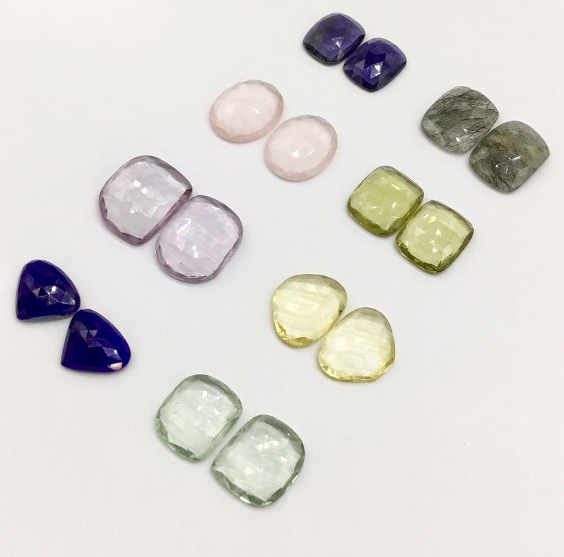 섬네일: Semi Precious Rose cuts for jewellery setting 8pairs 16pieces 92.20carats
