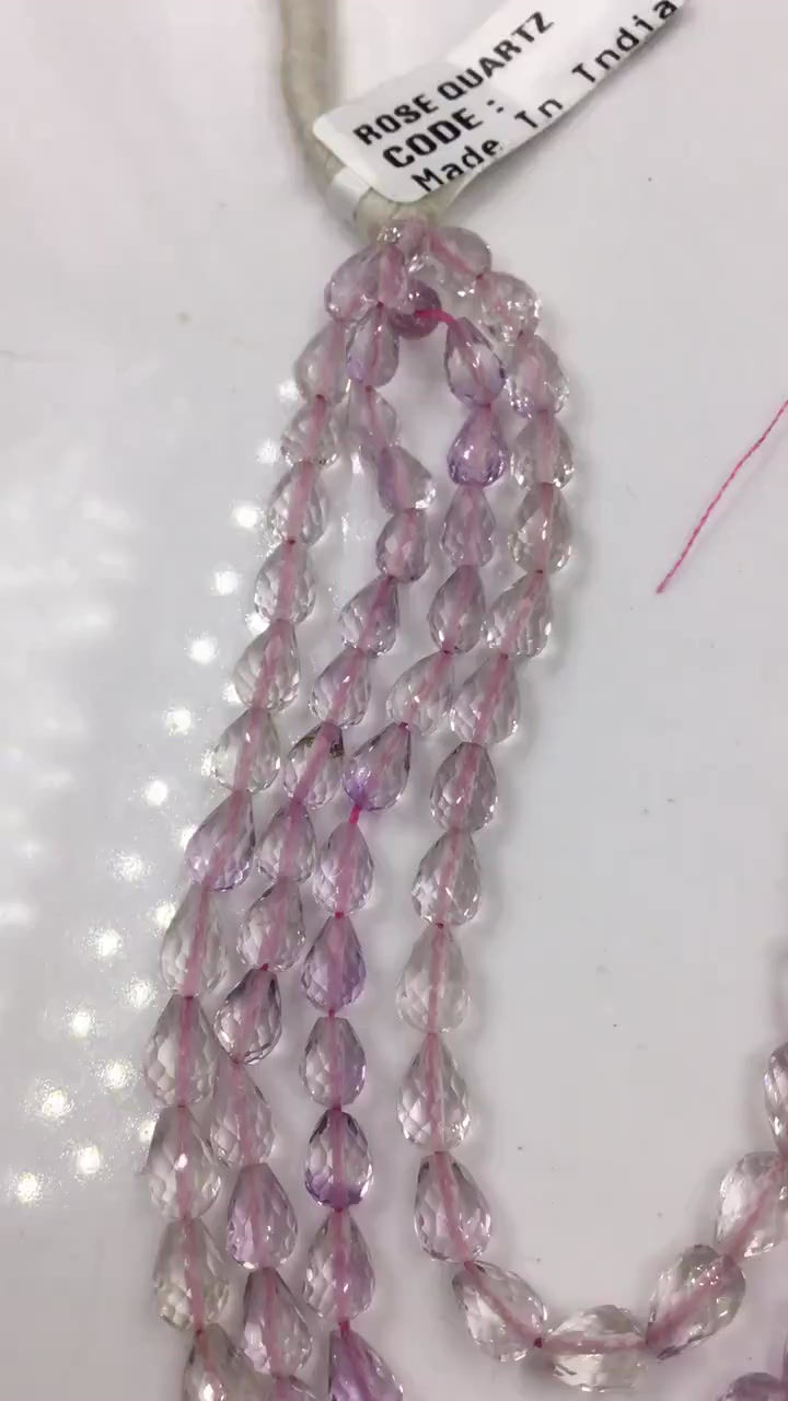 Миниатюра: Rose Quartz Faceted Drops Natural Gemstone Beads