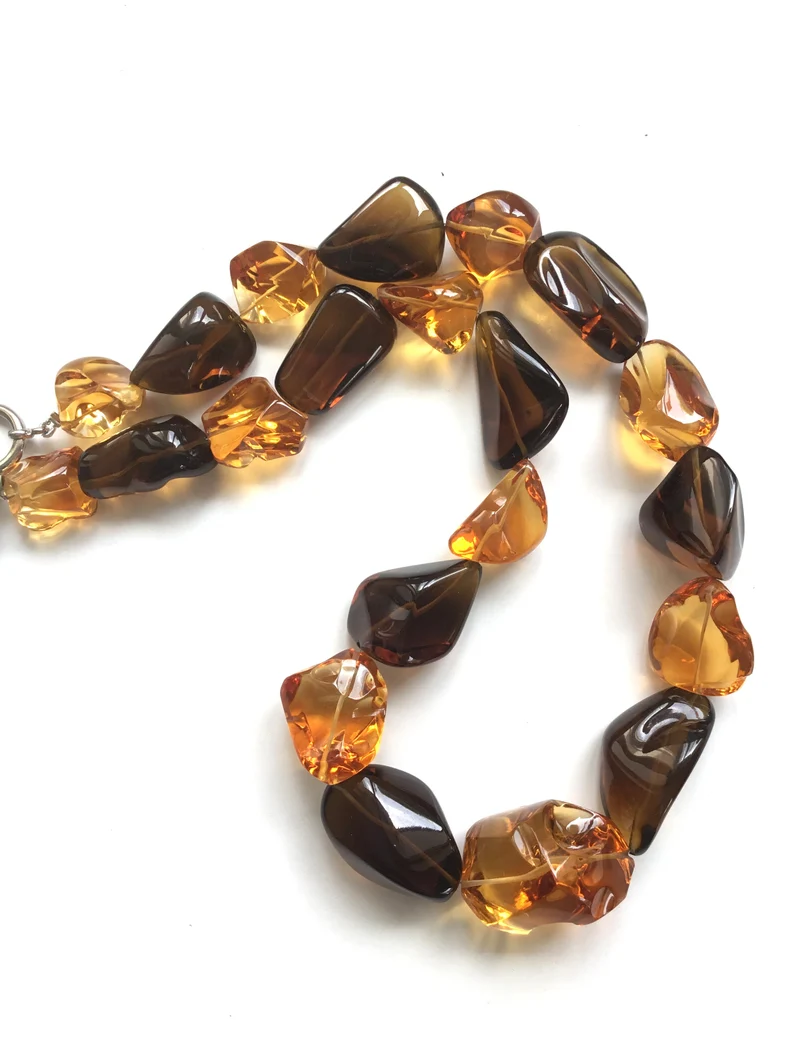 섬네일: Citrine & Smoky Quartz Tumbles 1 Strand Natural Gemstone Necklace