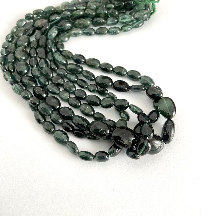 縮圖：Indicolite Blue Tourmaline Plain Tumbles 4 Strands Natural Gemstone