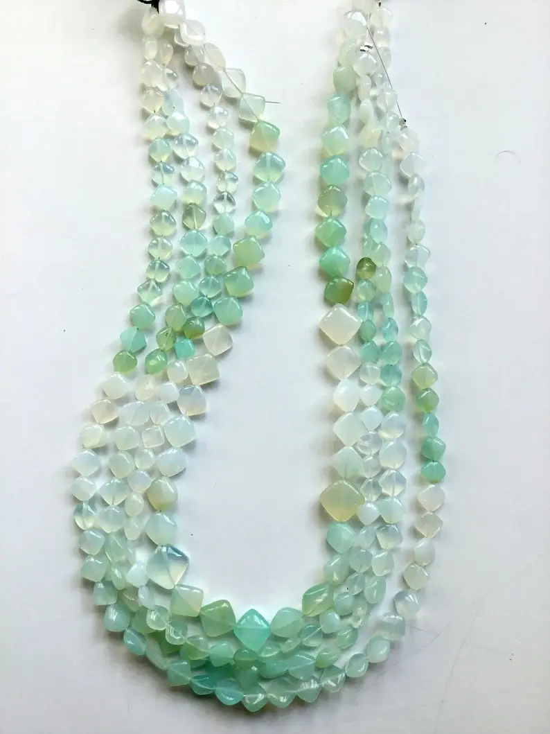 Thumbnail: Natural Blue Opal Fancy Square Beads Gemstone Jewelry