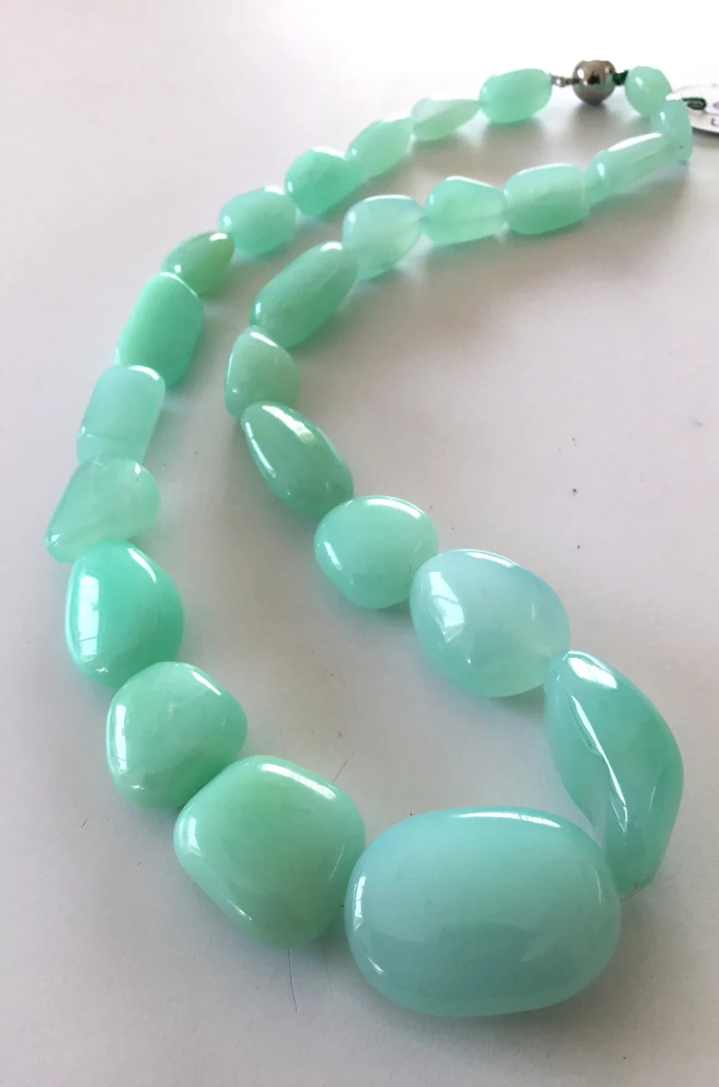 Australian Chrysoprase Plain Tumbles ( 603.65 Carats) 1 Strand Natural Gemstone