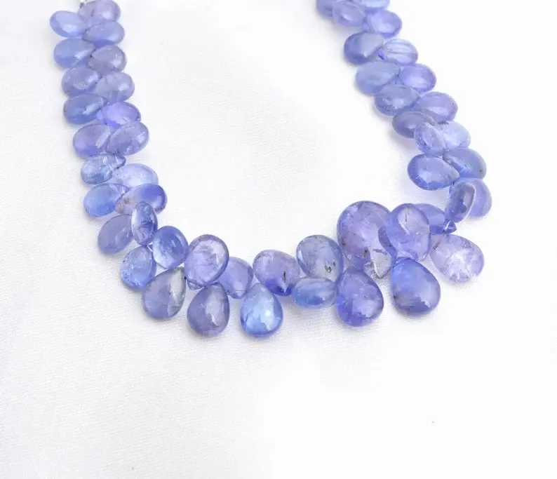 Miniatura: Tanzanite Smooth Drops Beads l 8 Inches Natural Tanzanite Plain Teardrops Beads