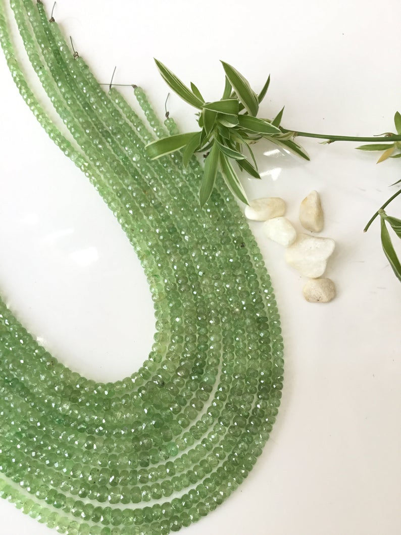 Miniature : Natural Tsavorite Faceted Beads 1 Strand Gemstone