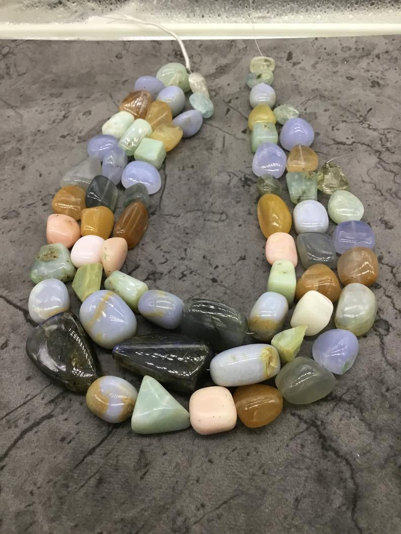 Miniatura: Semi Multi Big Size Tumbles Natural Gemstone Necklace