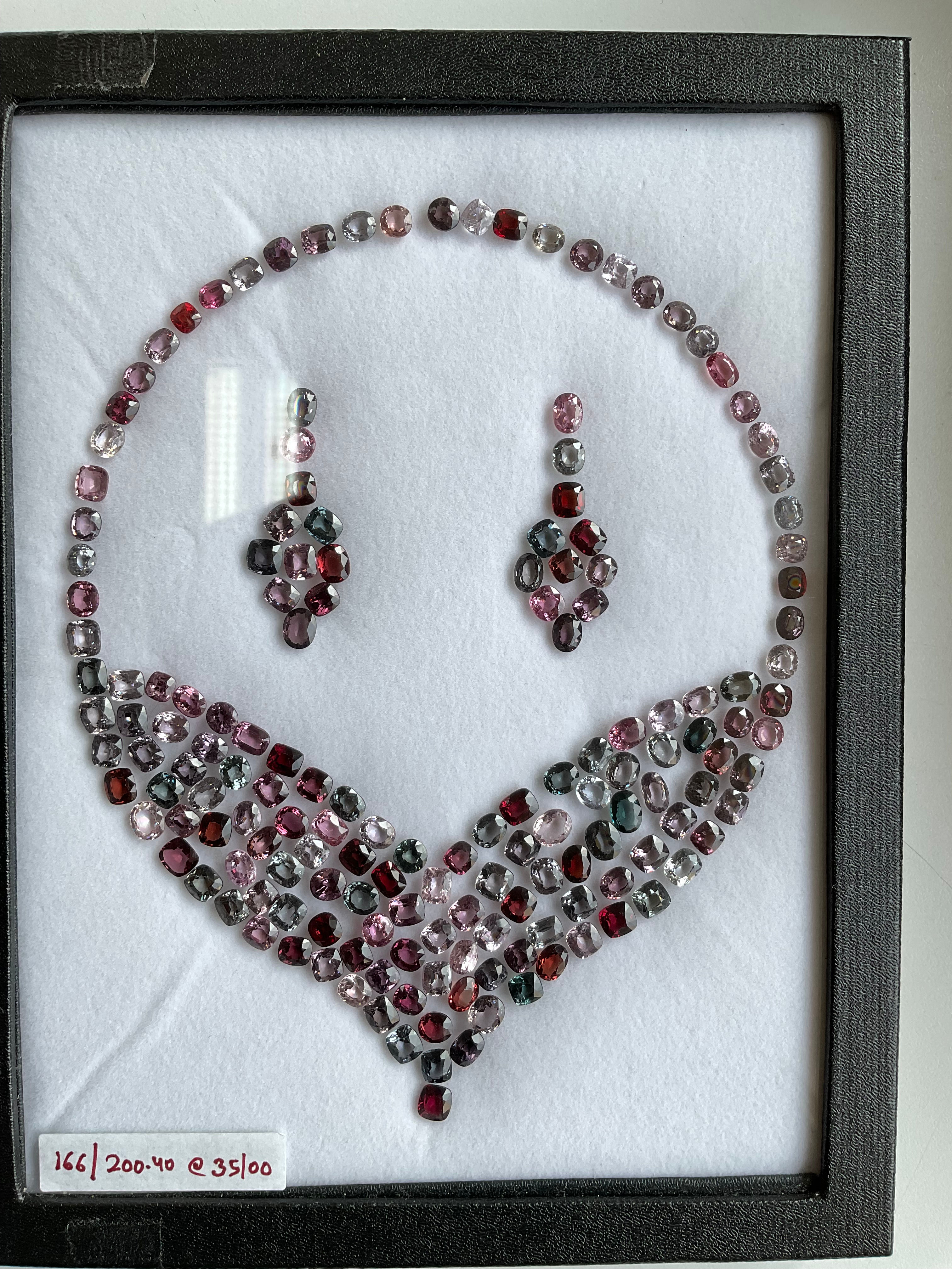 200.40 Carats Multi Color Burmese Spinel Top Quality Natural Cut Stone Layout