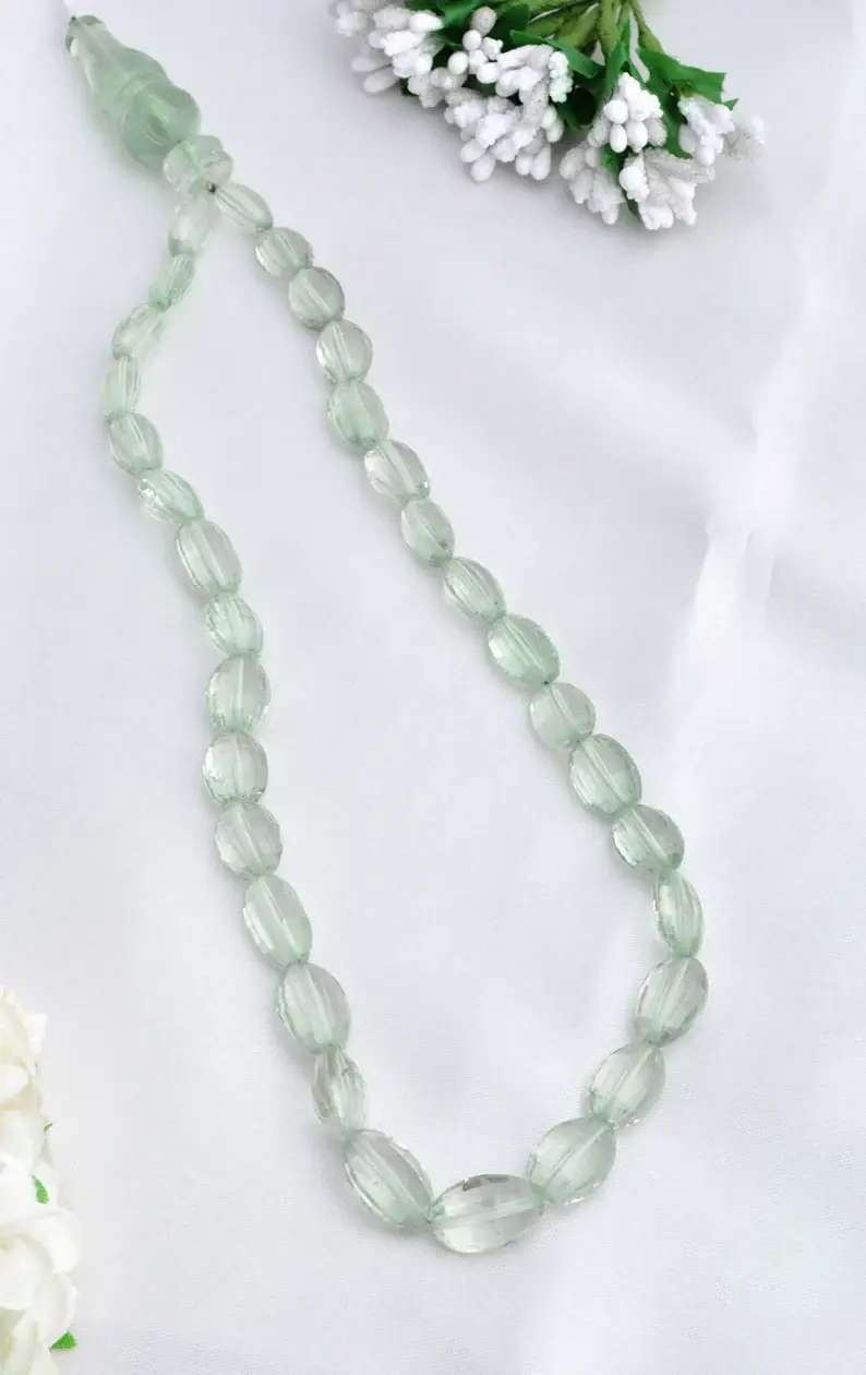 Miniatura: Green Amethyst Checker Cut Fancy Carving Necklace , Gemstone For Jewelry