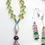 Thumbnail: 925 Sterling Silver Mixed Gems Beads Natural Gemstone Necklace With Earrings