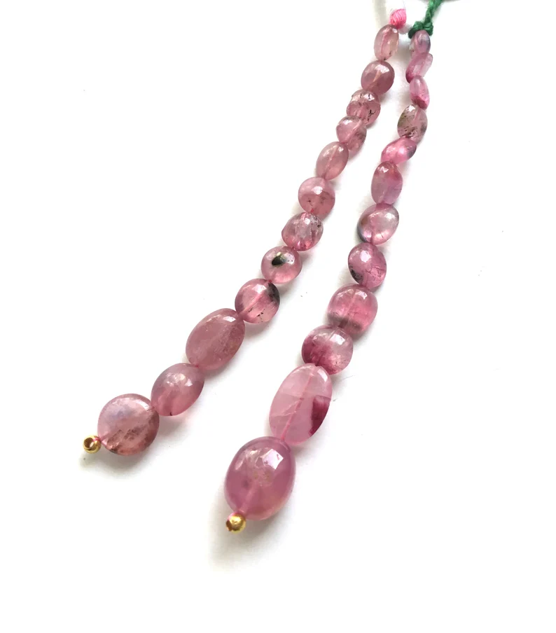 Miniatura: Light Pink Tourmaline Plain Tumbles Beads 2 Strands Natural Gemstone