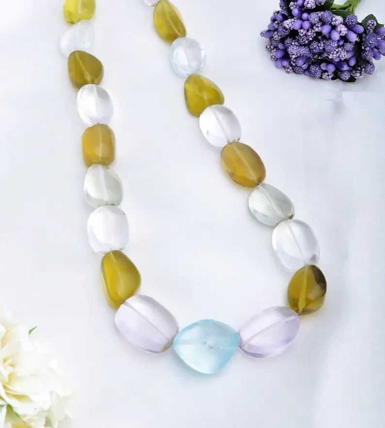 Miniatura: Assorted Gemstone Plain Tumble Necklace l 20 Inches Natural Mixed Gems Beads