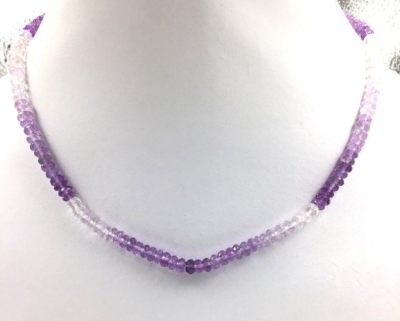 Miniatura: Natural Amethyst Faceted Shaded Beads Gemstone Necklace