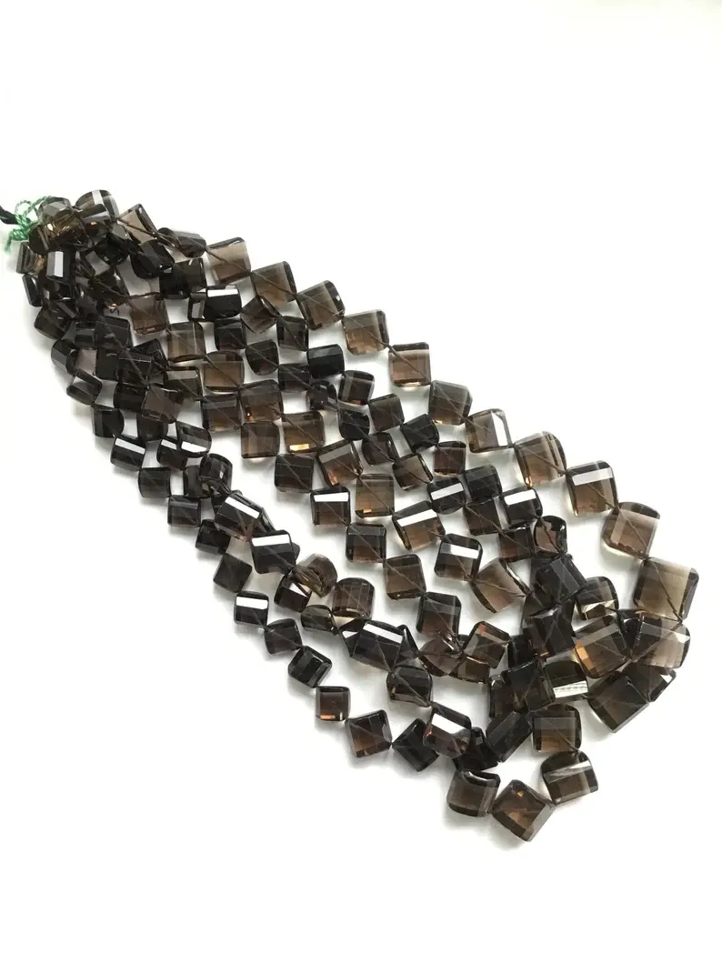 Miniatura: Natural Smoky Quartz Faceted Tumbles Beads Gemstone Necklace