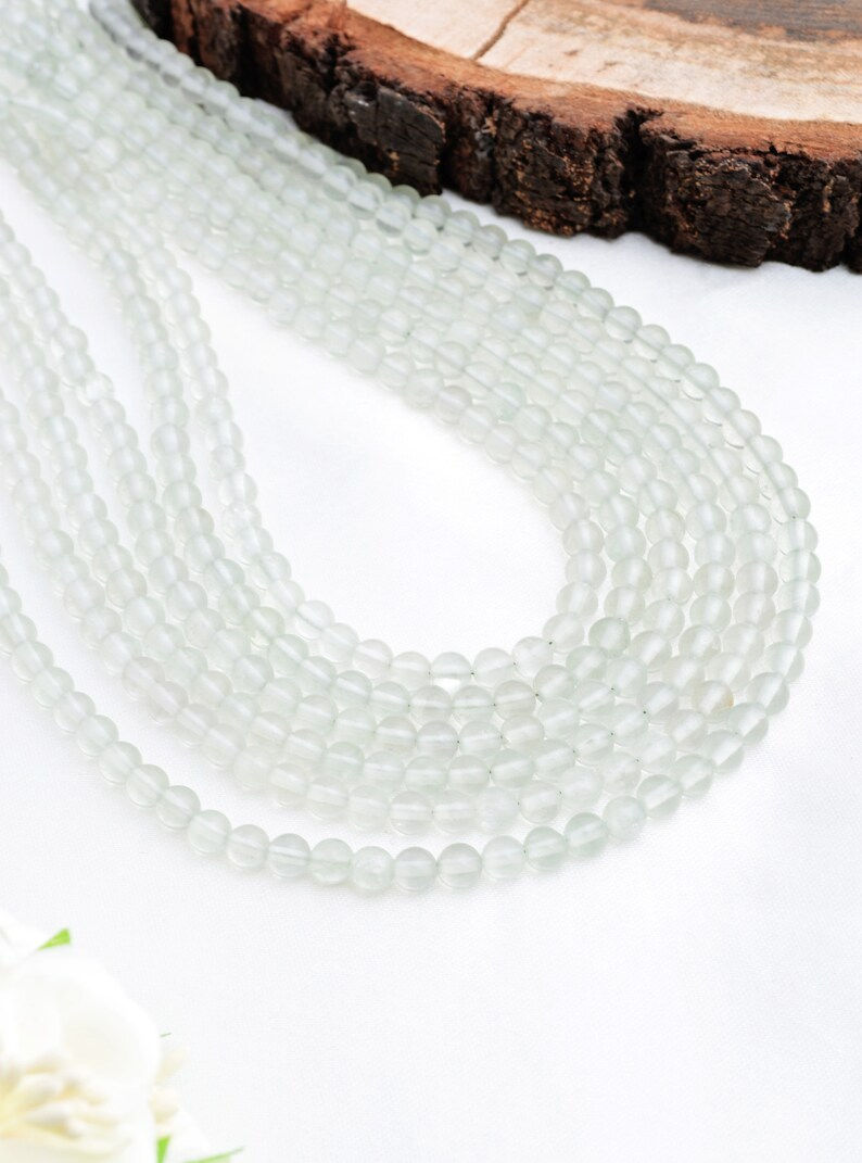 Miniatura: Natural Green Amethyst Smooth Ball Beads Gemstone Necklace, Green Amethyst Plain