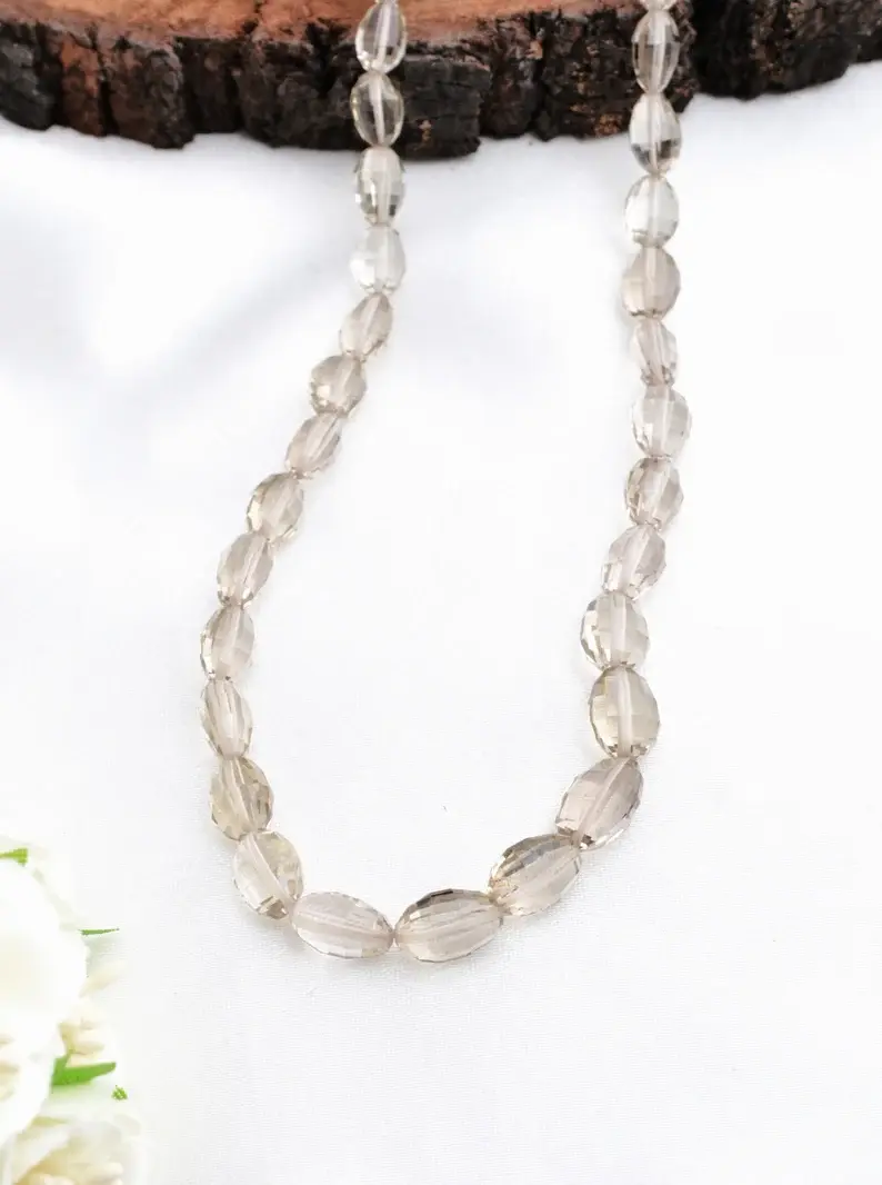 Thumbnail: Smoky Quartz Faceted Fancy Ovals Natural Gemstone Beads