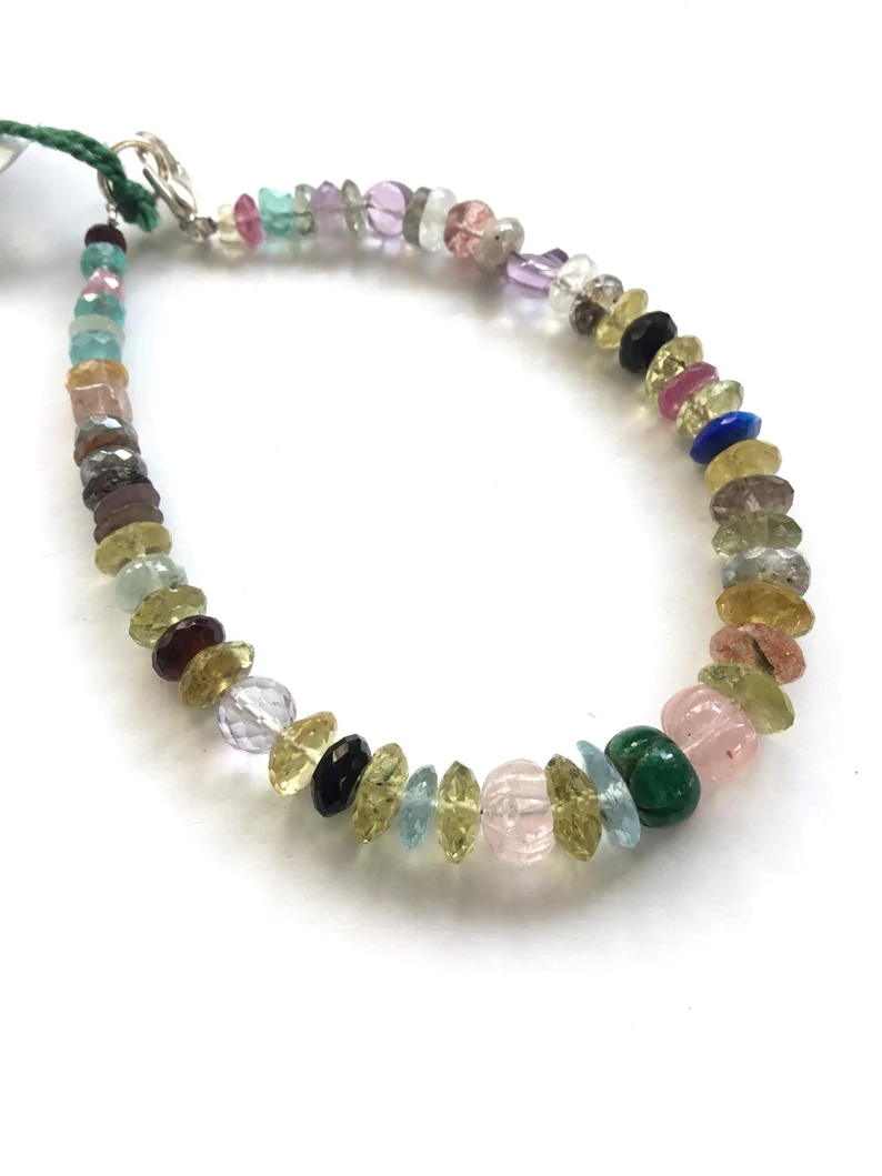섬네일: Assorted Gemstone Faceted Beads 1 Strand Gemstone Necklace