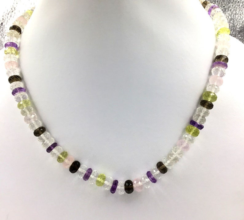 Miniatura: Natural Semi Multi Mixed Gems Faceted Beads Gemstone Necklace