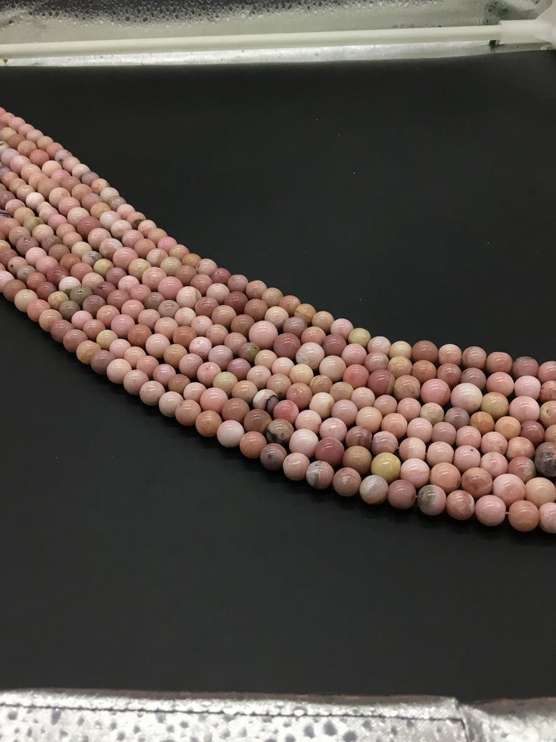 Miniatura: Pink Opal Plain Balls Natural Gemstone Necklace 16'' Opal Gemstone Natural Pink