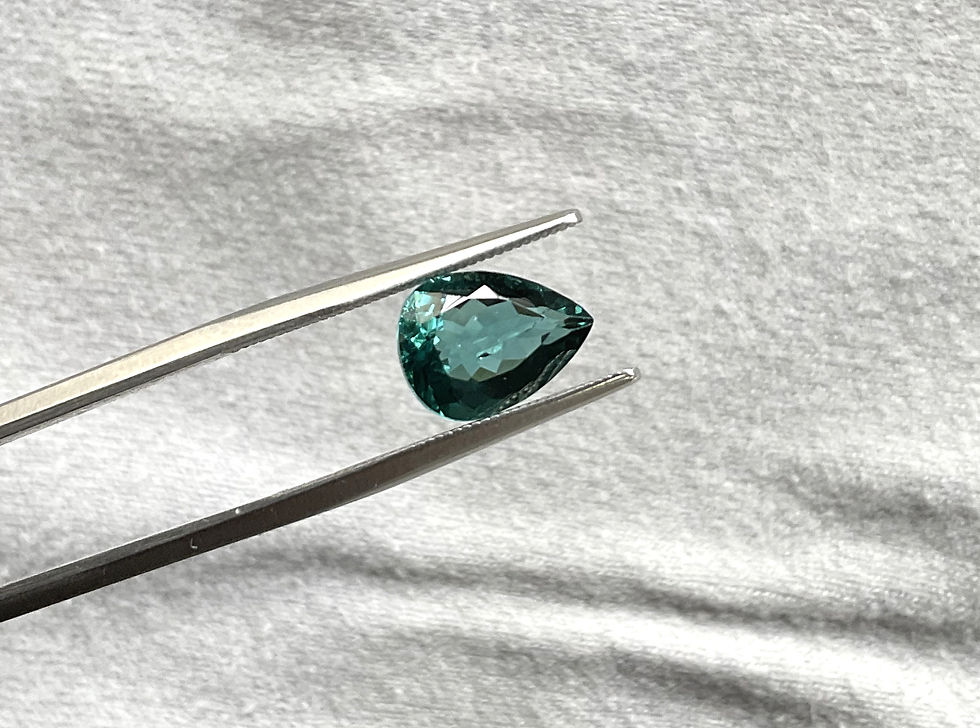 Miniatura: 2.42 Carats greenish blue Tourmaline pear Faceted cut stone Natural Gemstone