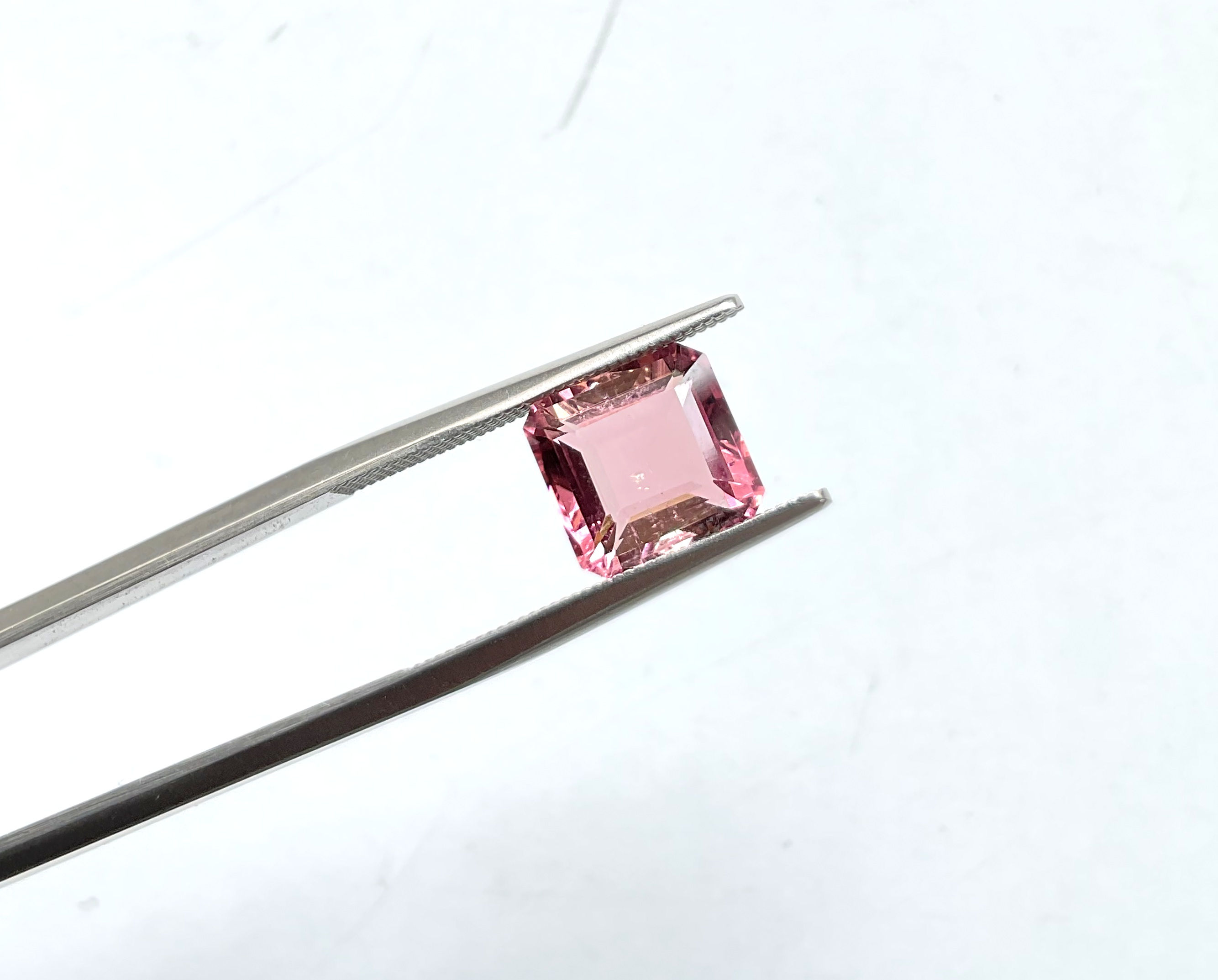 3.14 Carats Pink Tourmaline Square Faceted Cutstone Top Quality Natural gemstone
