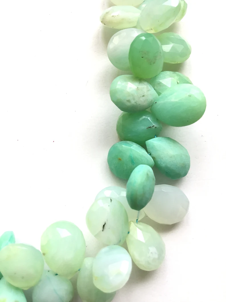 縮圖：Blue Opal Faceted Drops Beads 1 Strand Natural Gemstone