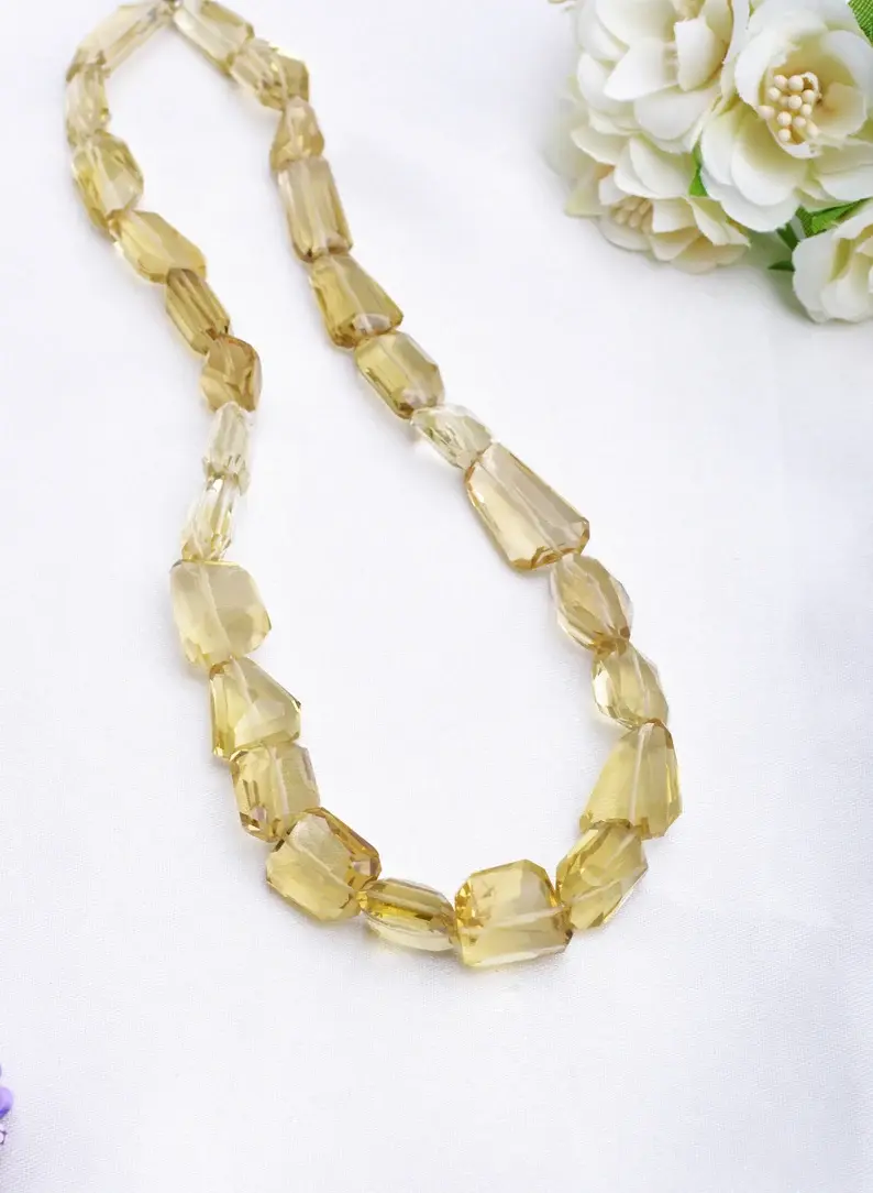 縮圖：Beer Quartz Faceted Tumble Beads l Natural Beer Quartz Tumbles Beads Jewelry