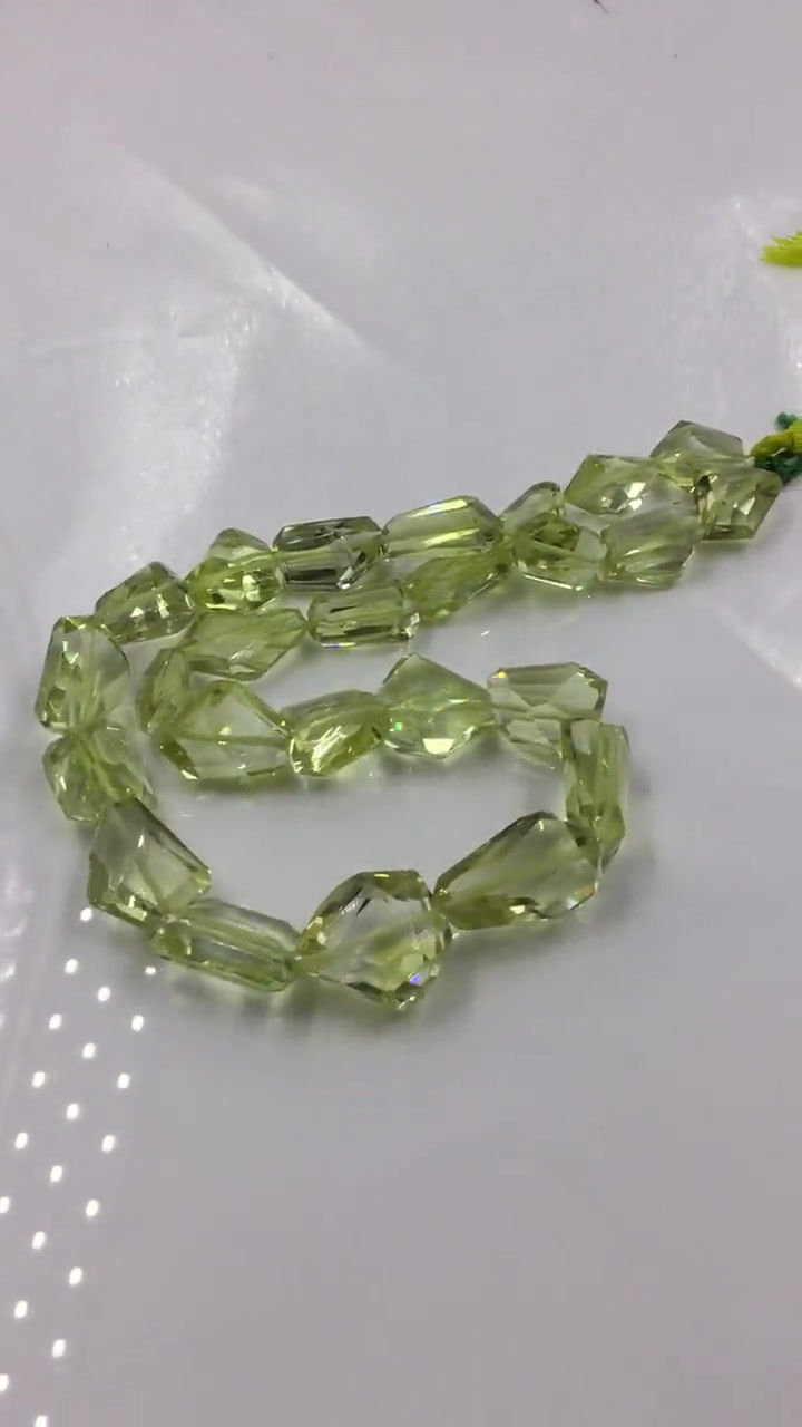 Miniatura: Natural Lemon Quartz Faceted Tumbles Beads Gemstone Necklace