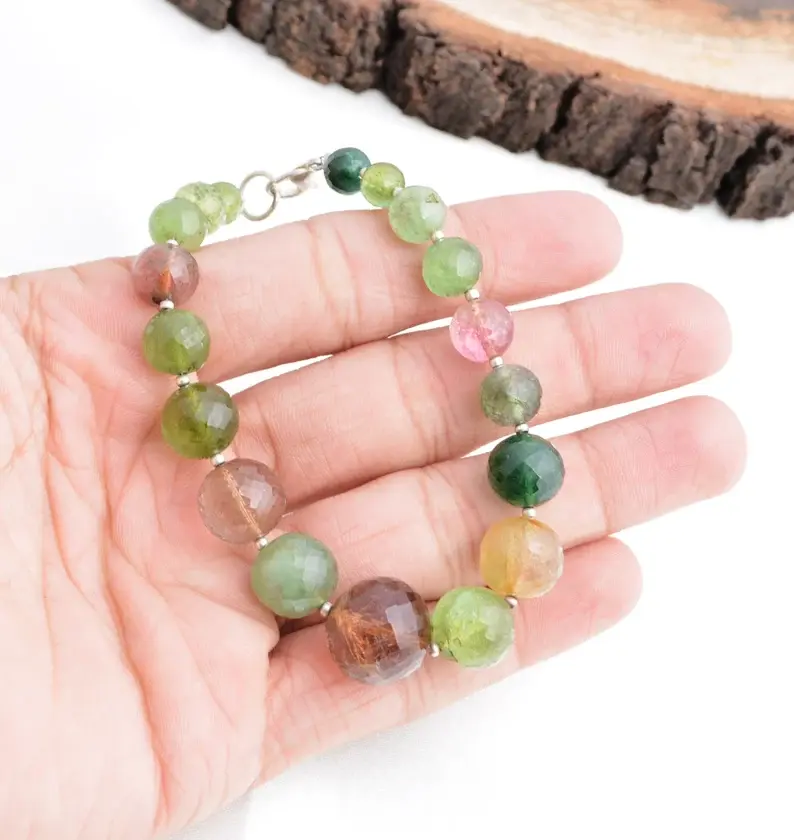 Miniatura: Multi Tourmaline Faceted Ball Beads Natural Gemstone, Gemstone For Jewelry