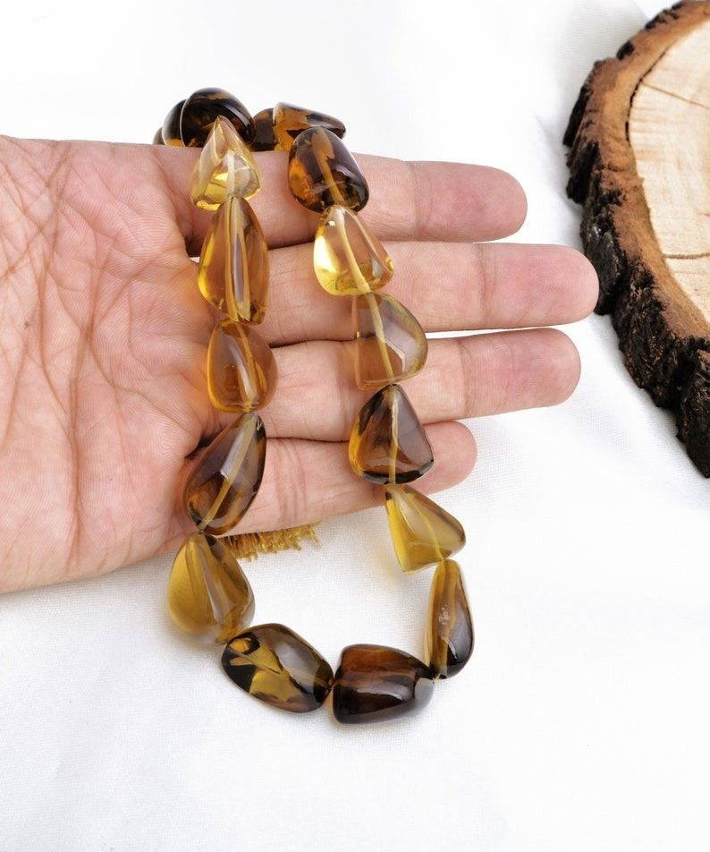 섬네일: Beer Quartz Smooth Tumble, 15inch 1 strand 10x16 to 11x20 mmGemstone For Jewelry