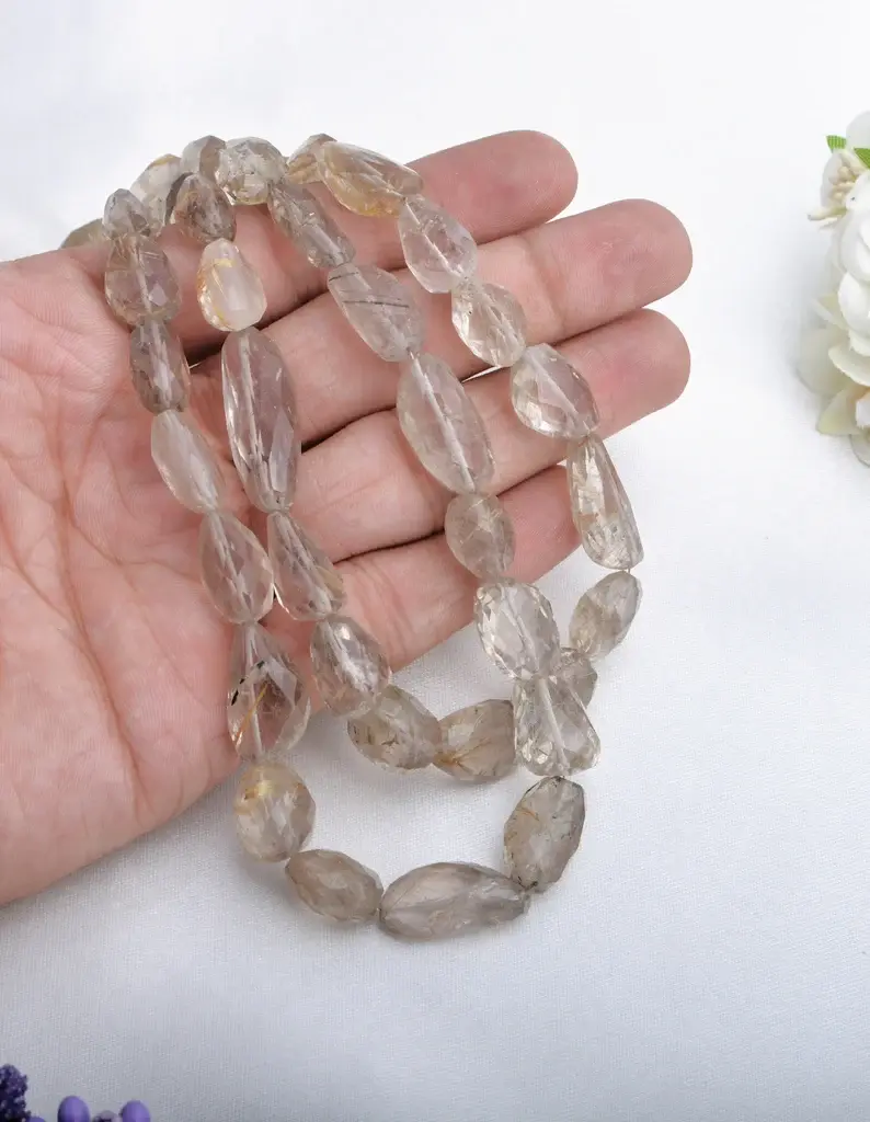 Miniatura: Rutile Faceted Tumble Beads l Natural Rutile Faceted Tumbles Beads