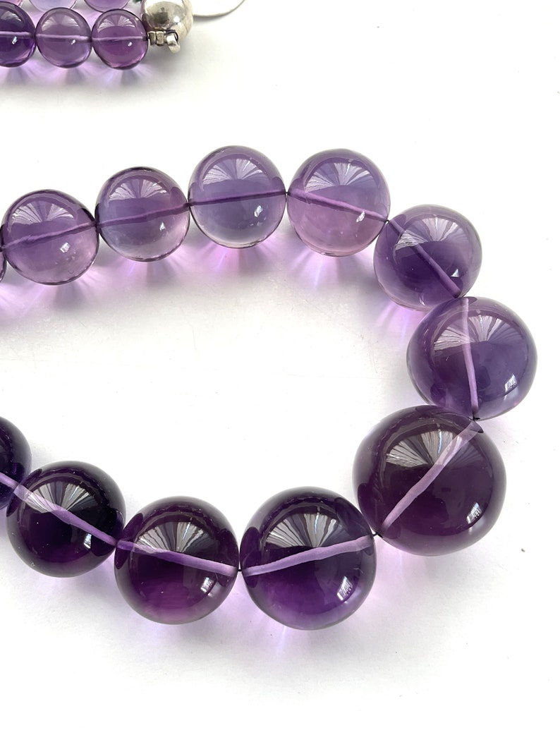 섬네일: Amethyst Smooth Ball Beads Natural Gemstone Necklace