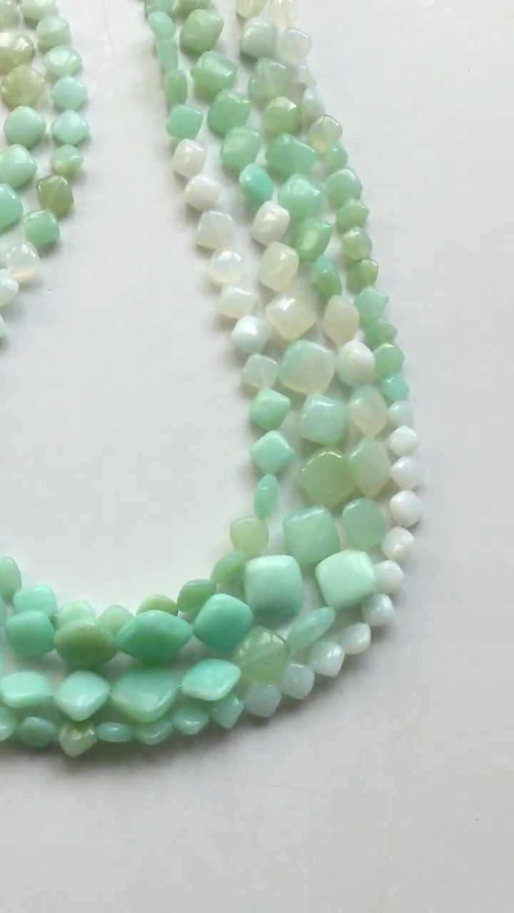 Thumbnail: Blue Opal Fancy Square Smooth Beads Gemstone