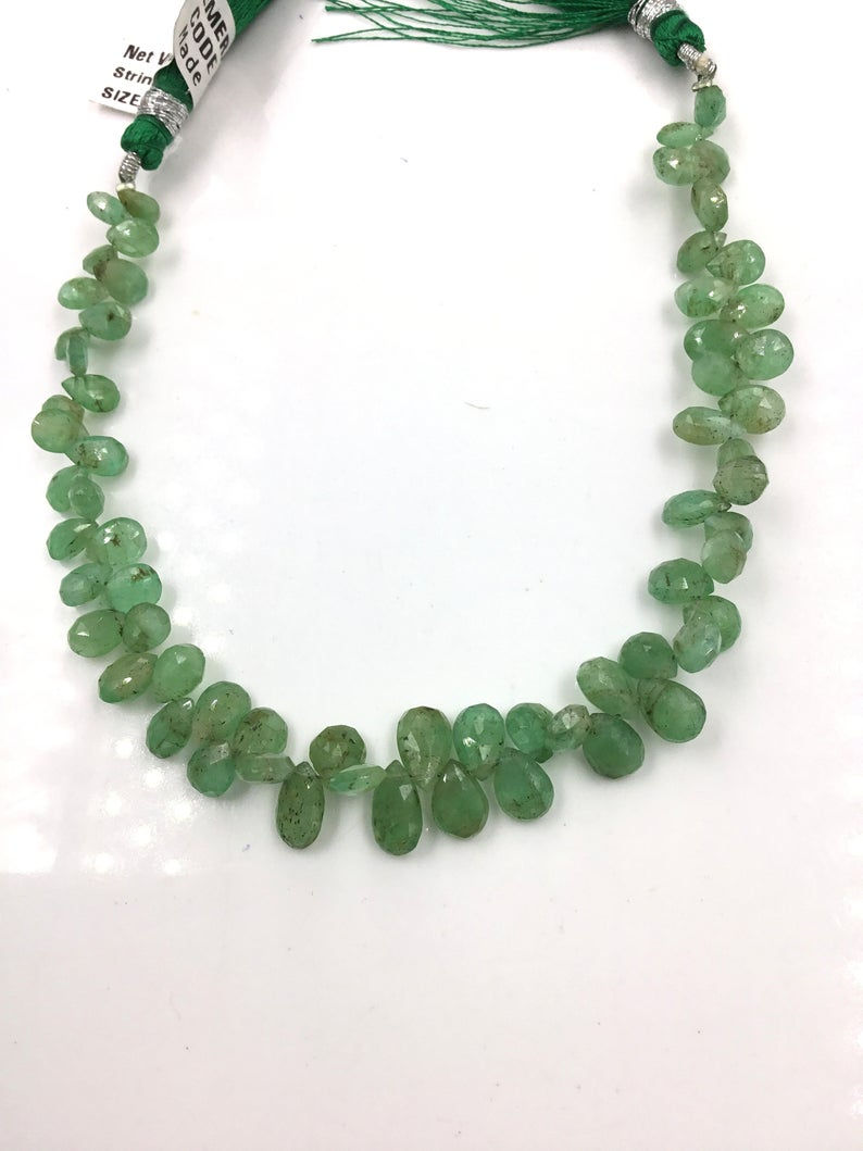Miniatura: Natural Emerald Faceted Drops Beads Natural Gemstone